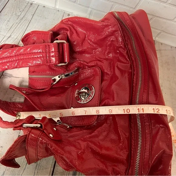 Marc Jacobs Pink Patent Leather Super K Tote Bag Purse Slouchy Y2K Bottom Zip